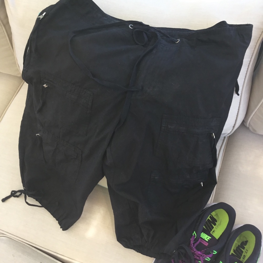 ALLEN ALLEN BLACK COTTON ADJUSTABLE SHORTS👖NWOT